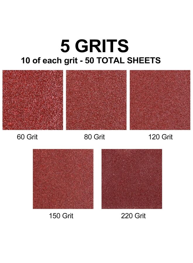 LAMAY 50PCS,Sanding Pads, Grit Sandpaper Assortment - 12 Hole Hook and Loop Detail Palm Sander Sanding Sheets Sand Paper 133 * 95 * 12?Hole*60 - Image 4